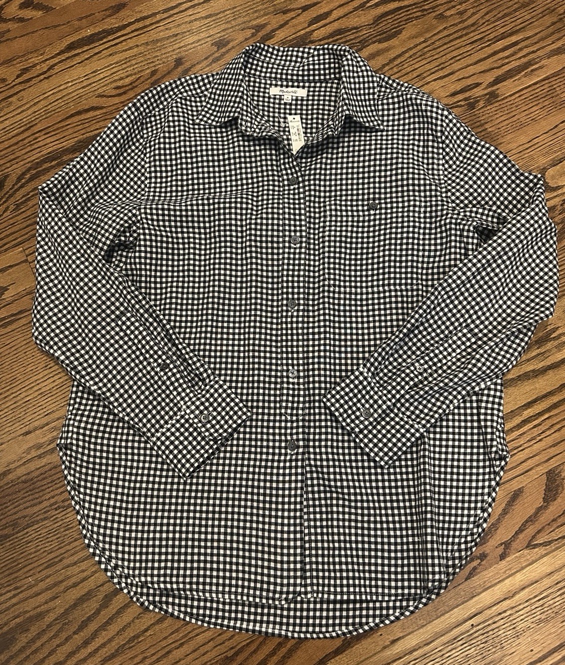 NEW Madewell Women’s Relaxed Curve Hem Button Shirt Top Gingham Size M NWT