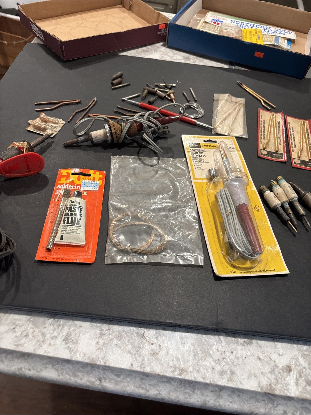 Vintage Craftsman Soldering Iron LOT Kit 54513 Flux Solder Tip Tips Y2 Vintage Craftsman Soldering Iron LOT Kit 54513 Flux Solder Tip Tips Y2