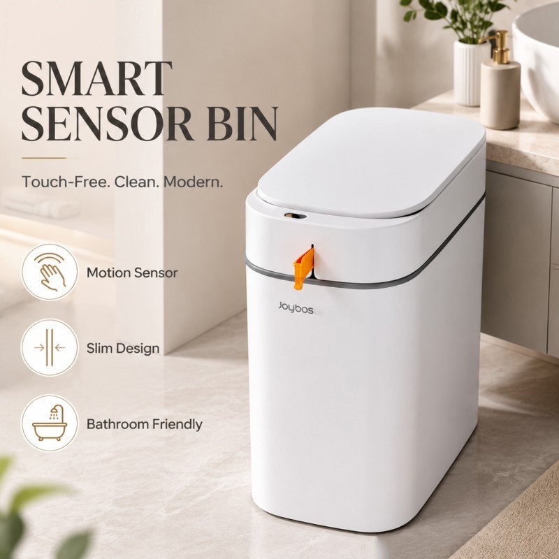 Joybos Automatic Trash Can With Lid, Bathroom Trash Can, Bring a trash bag Joybos Automatic Trash Can With Lid, Bathroom Trash Can, Bring a trash bag