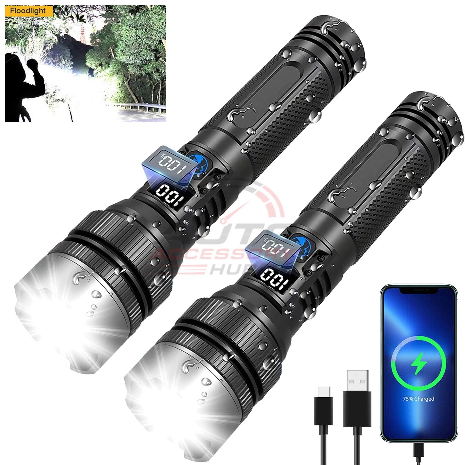 2Pack 99000000LM Super Bright LED Tactical Flashlight Rechargeable Flashlights