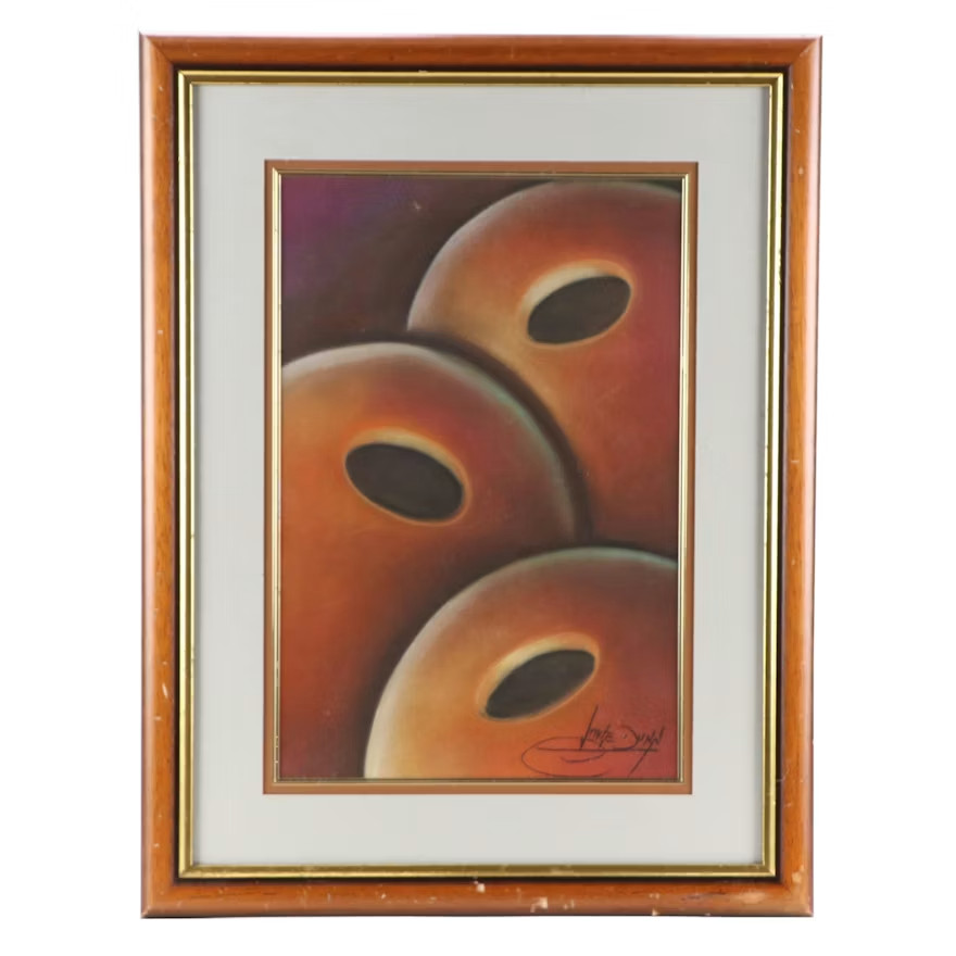 Vintage Jorge Dunn Abstract Pastel Drawing, Mid Century Modern, signed + framed Vintage Jorge Dunn Abstract Pastel Drawing, Mid Century Modern, signed + framed