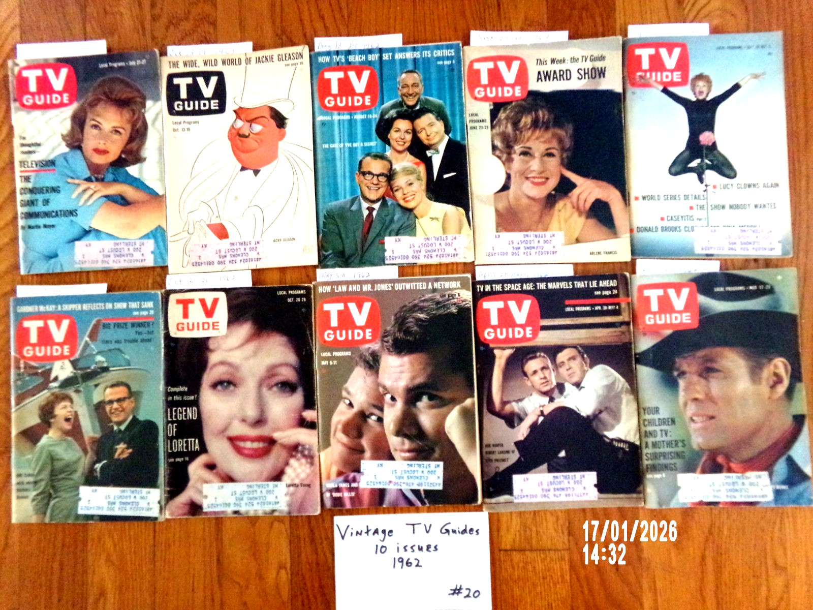 VINTAGE TV GUIDE-10 SSUES IN 1962 (#20) VINTAGE TV GUIDE-10 SSUES IN 1962 (#20)