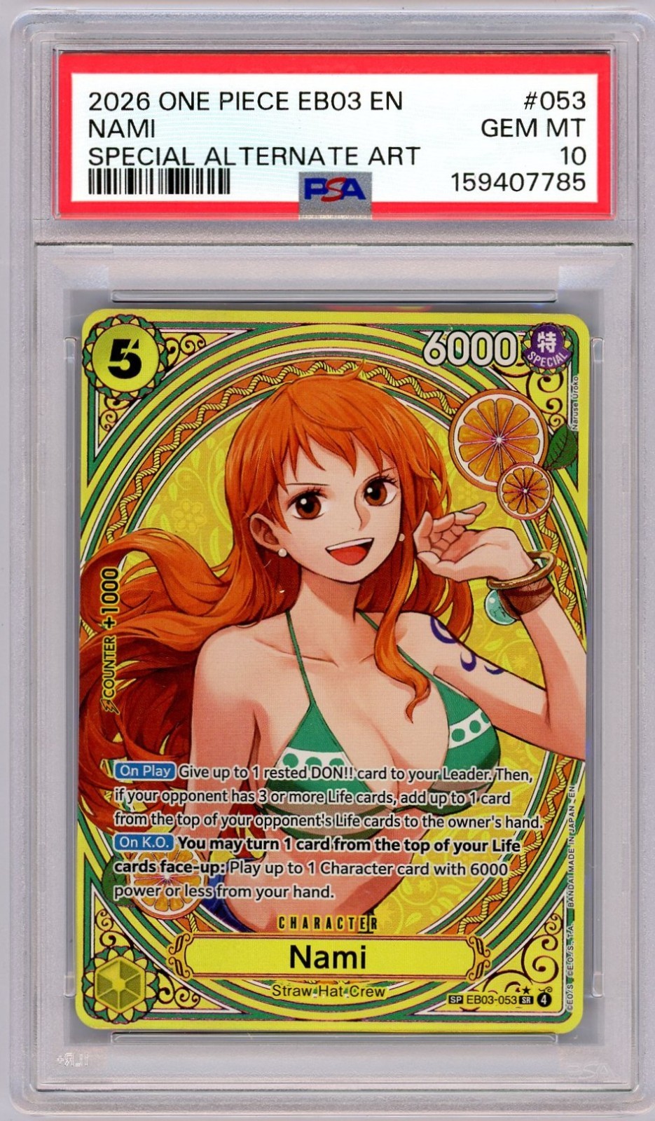 2025 One Piece EN EB03-053 #053 Nami Special SP Alternate Art PSA 10 GEM MINT