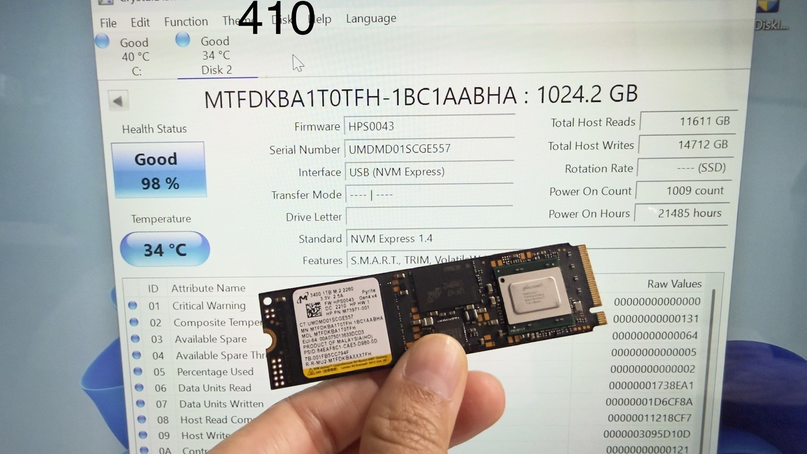 Micron 3400 1TB NVMe PCIe Gen4 M.2 2280 SSD MTFDKBA1T0TFH Micron 3400 1TB NVMe PCIe Gen4 M.2 2280 SSD MTFDKBA1T0TFH