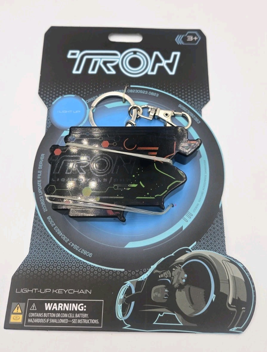 2023 Disney Parks Bag Charm Keychain New Tron Lightcycle Run Logo Light Up 2023 Disney Parks Bag Charm Keychain New Tron Lightcycle Run Logo Light Up