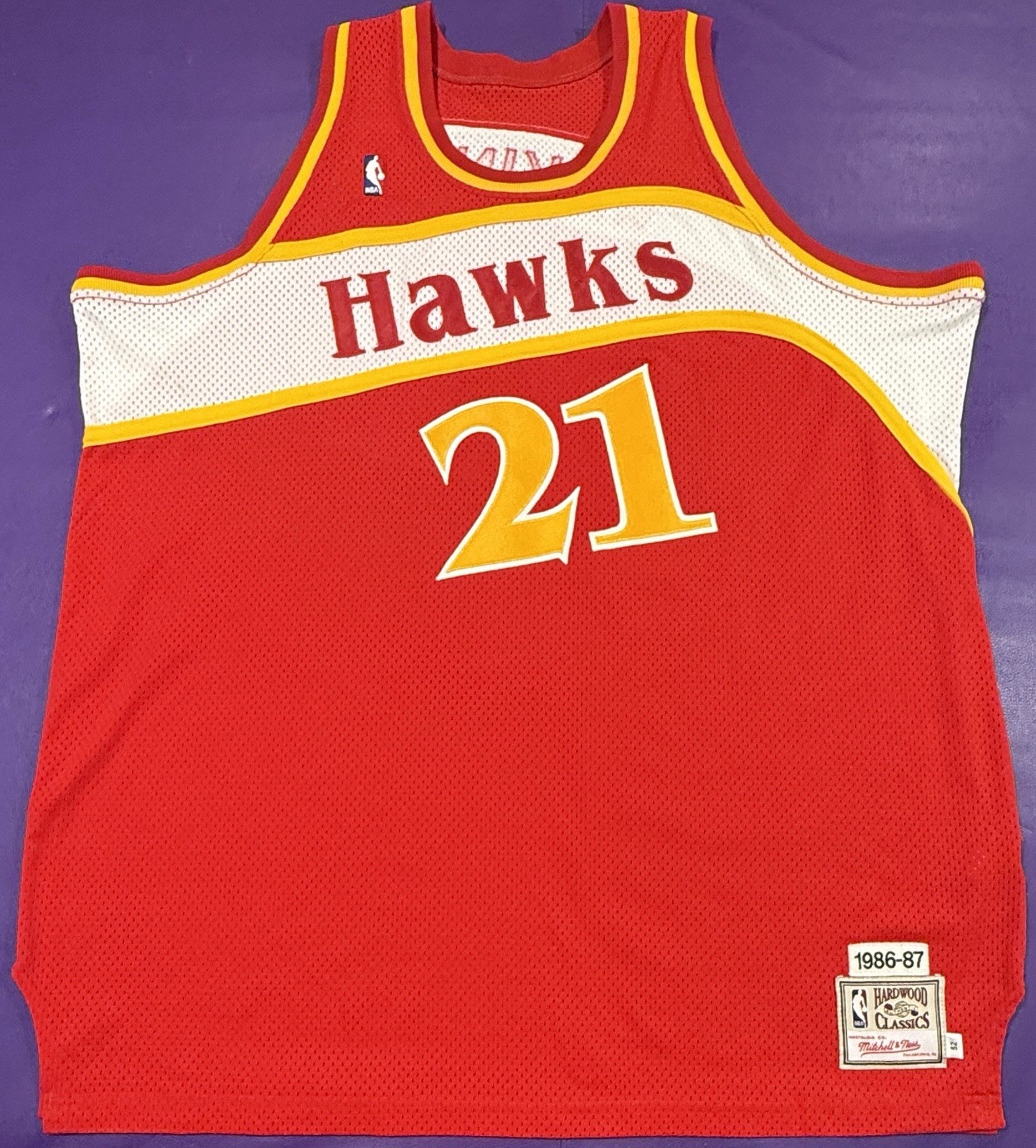 Authentic Dominique Wilkins #21 Mitchell & Ness 1986-87 Atlanta Hawks Jersey 52 Authentic Dominique Wilkins #21 Mitchell & Ness 1986-87 Atlanta Hawks Jersey 52
