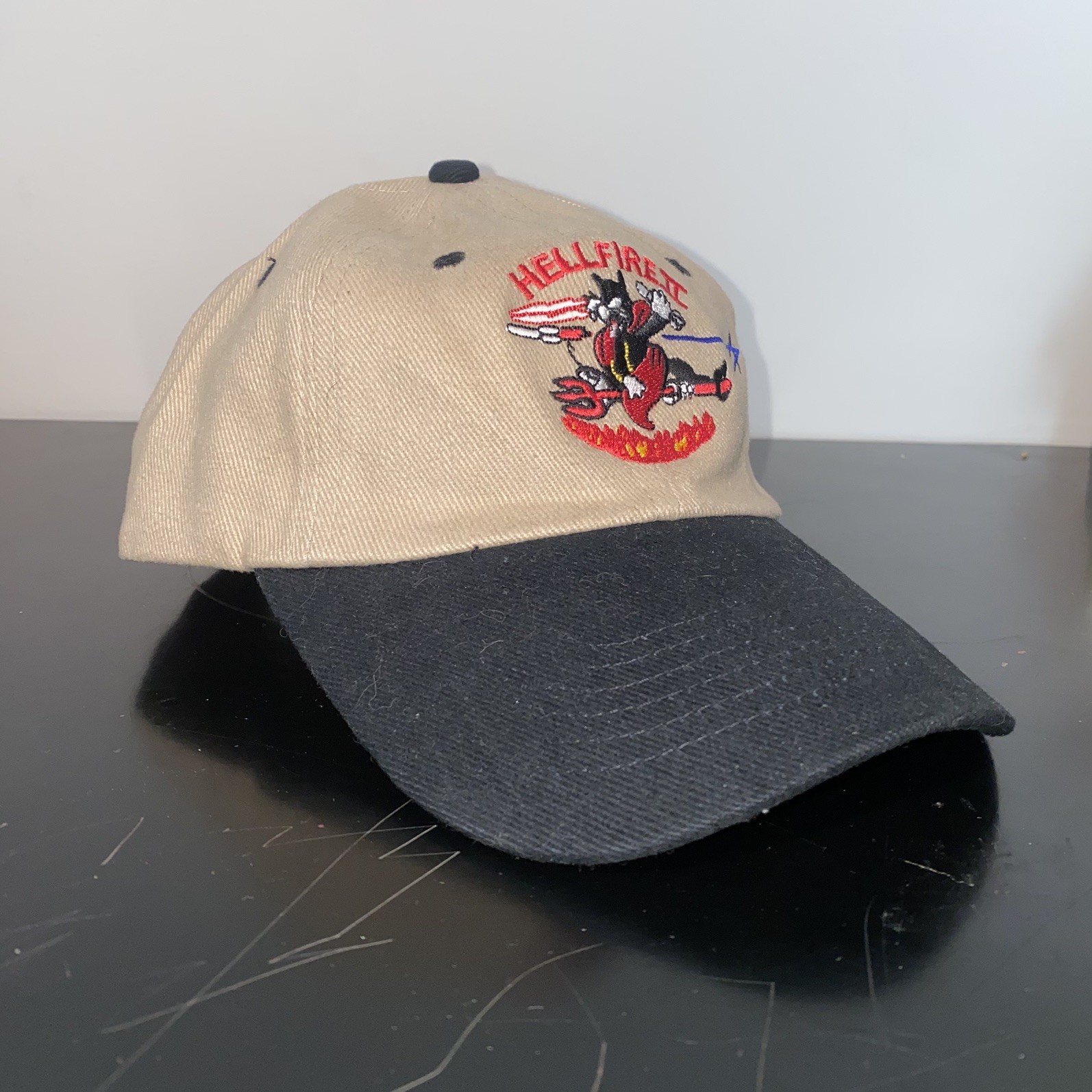 Vintage Lockheed Martin HELLFIRE II Missile Hat Two Tone Devil Bulletline Cap