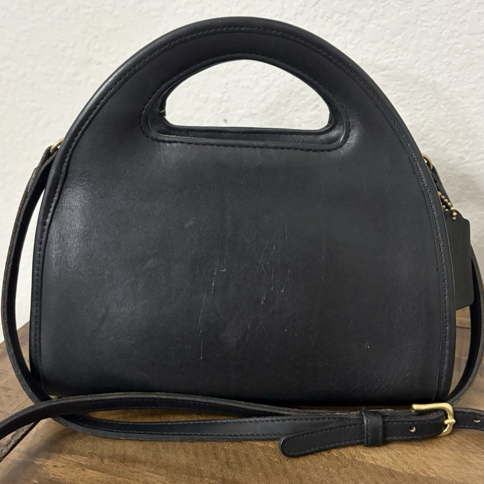 COACH Vintage 9942 Carousel Black Crossback Top Handle Half Moon Bag Rare COACH Vintage 9942 Carousel Black Crossback Top Handle Half Moon Bag Rare