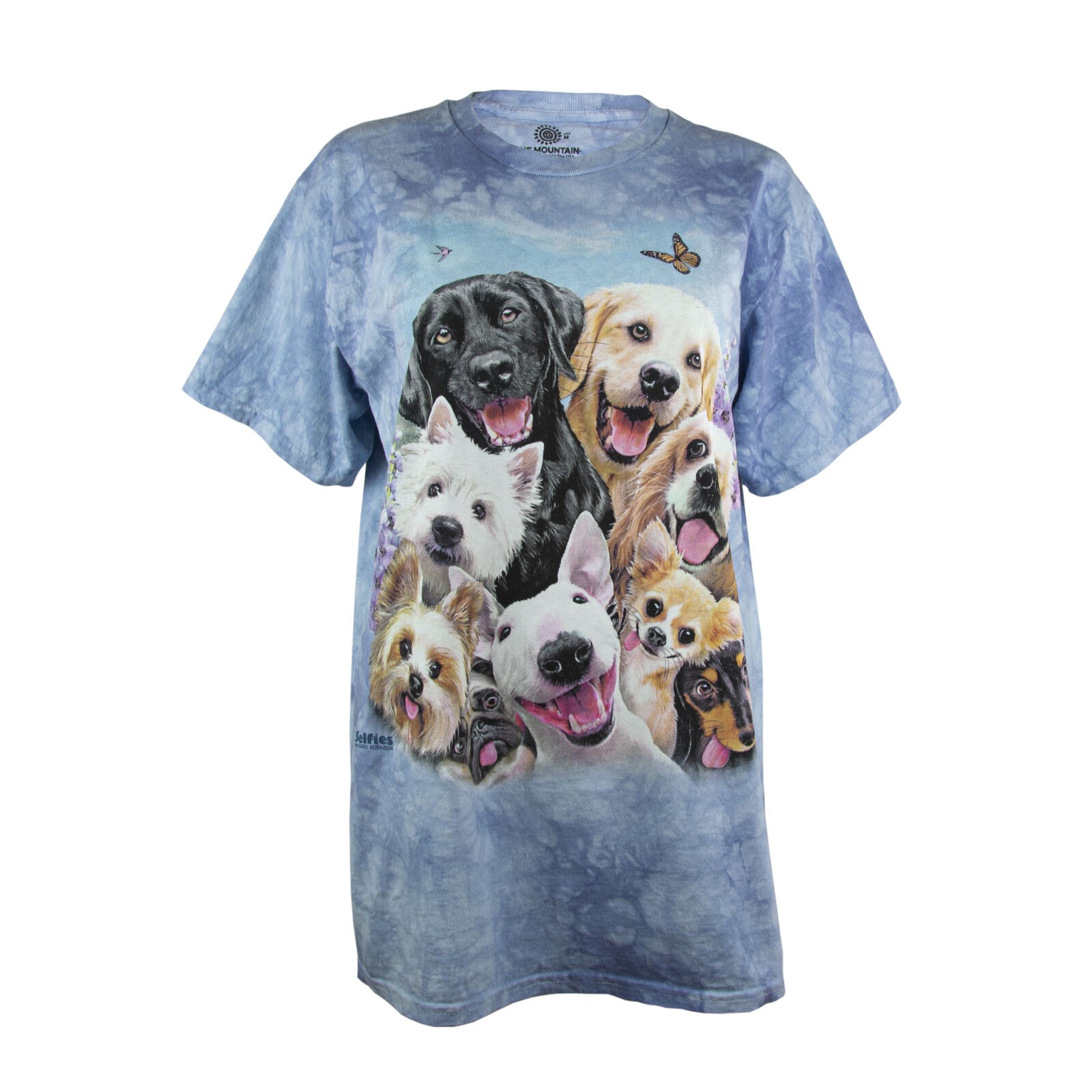 The Mountain Men\'s Dog Selfies Graphic Print Short Sleeve T-Shirt in Blue, 2XL