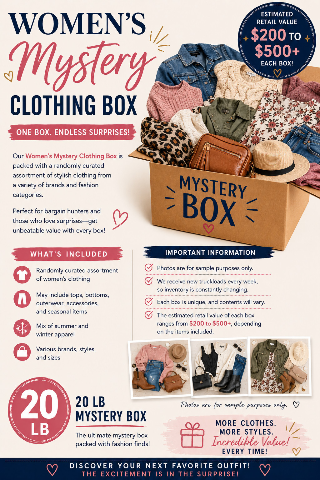 Women\'s Mystery Clothing Boxes Bulks 20lb
