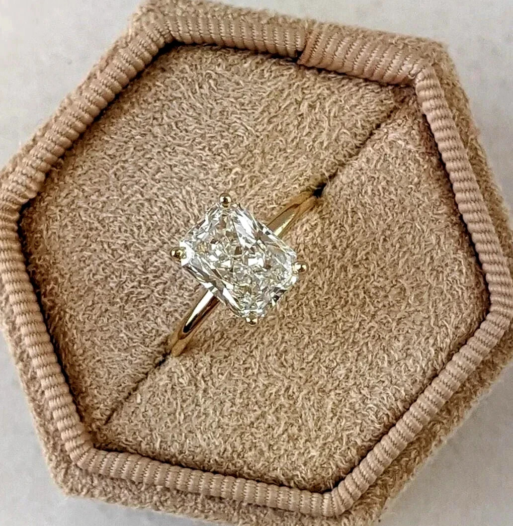 2.50 Ct Radiant Cut White Diamond Ring VVS1 Brazil Earth Mined 925 Silver US 7