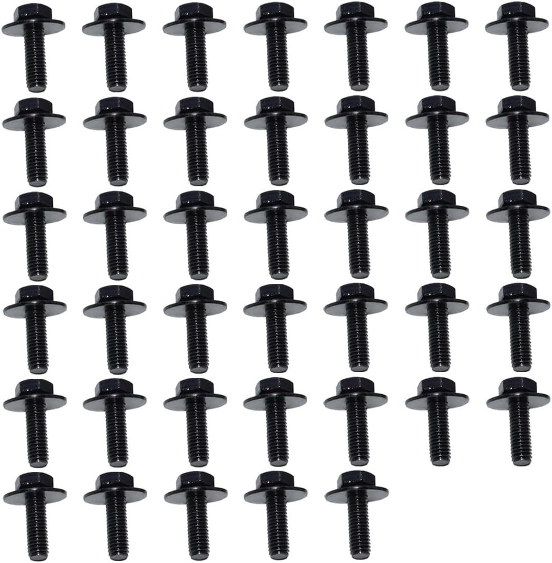 40PCS M6-1.0 x 24mm Hex Head SEMS Bolts - Automotive Body Bolts Screws Fastener
