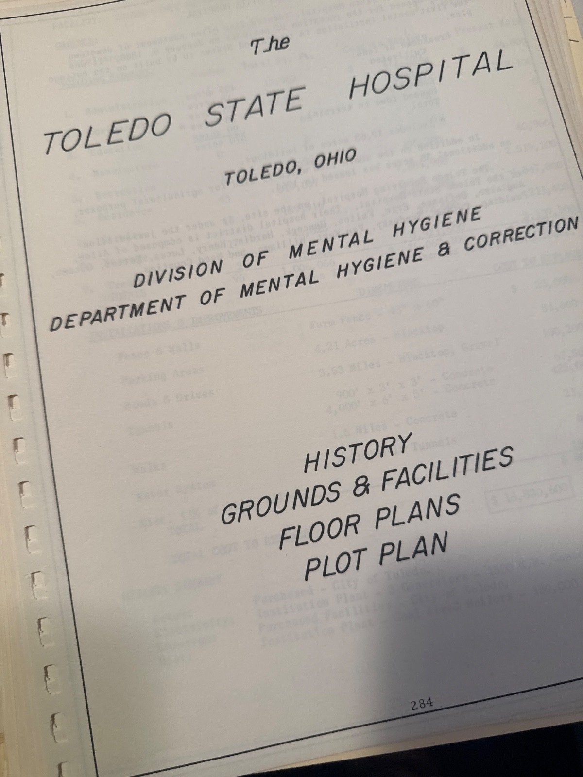 Rare c50s History Plan Map Toledo Ohio Insane Asylum State Hospital 120pg COPY