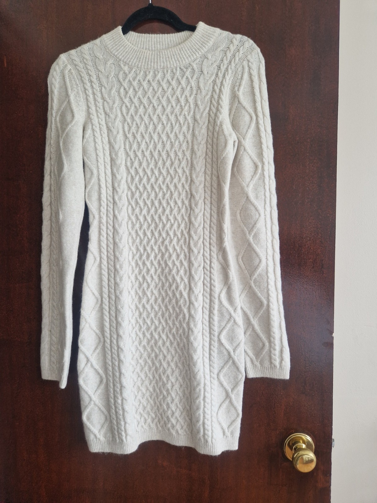 H&M Dress Size XS Short Jumper Knit Style Oatmeal Smart Casual Autumn Winter