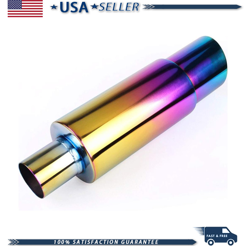 Universal 2 Inlet 3 Outlet Exhaust Muffler Neo Chrome T-304 Stainless Steel, ID