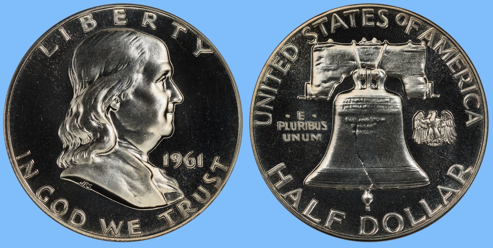 1961 FRANKLIN SILVER 90% HALF DOLLAR BU PROOF ~ UNTOUCHED FROM U.S. SET 1961 FRANKLIN SILVER 90% HALF DOLLAR BU PROOF ~ UNTOUCHED FROM U.S. SET