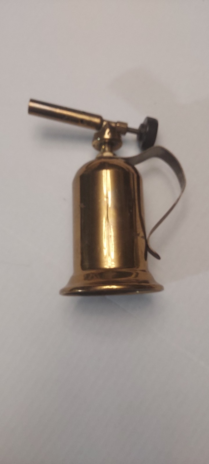 Vintage Or Close To Antique Handheld Blowtorch Attractive, Shiny W/ Some Dents