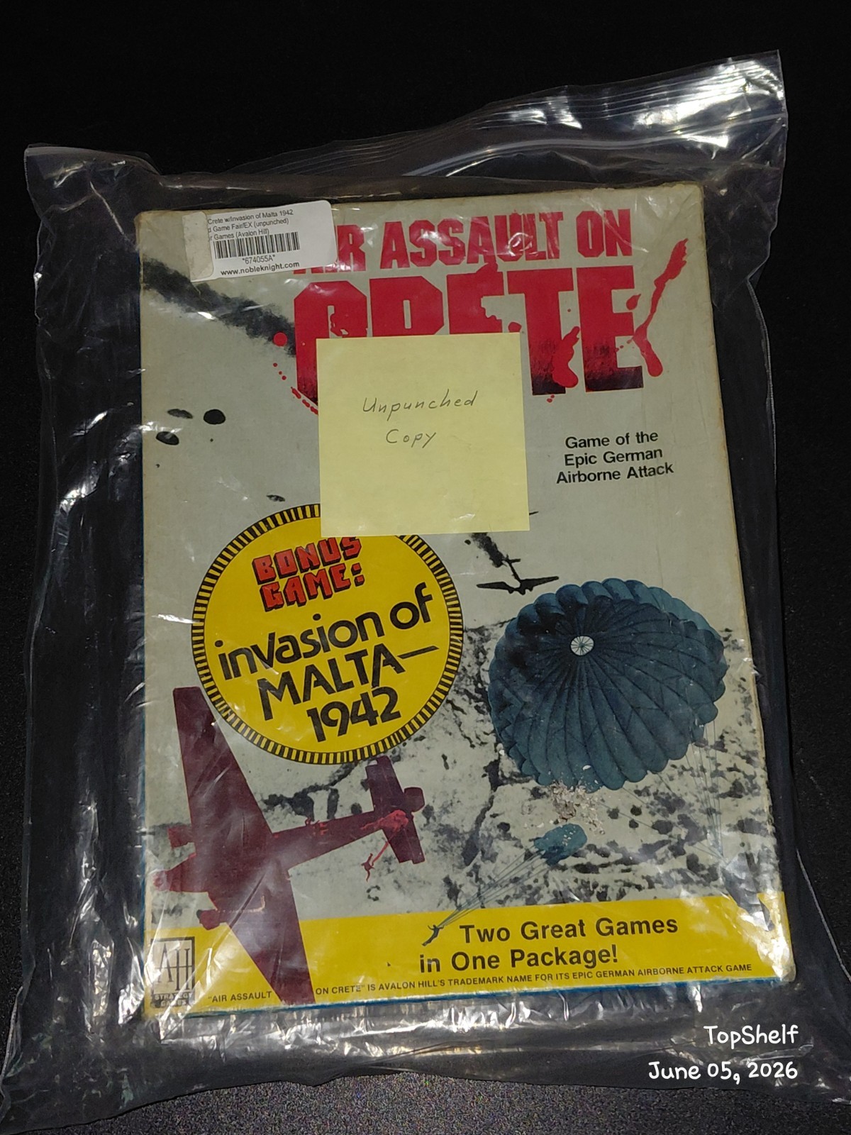 Avalon Hill Air Assault on Crete / Invasion of Malta 1942 AVH823 Unpunched