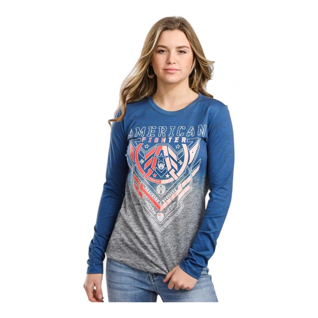 Women\'s American Fighter Long Sleeve T-Shirt KENDLETON Tetris Heather Tee MMA