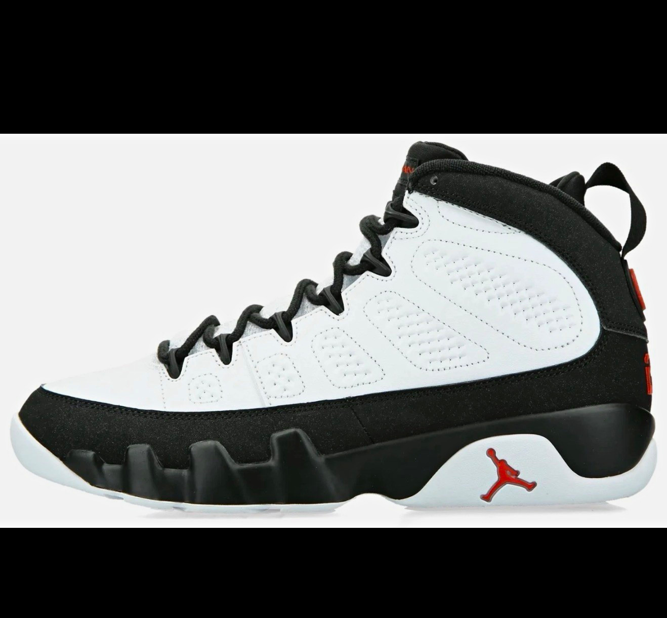 Jordan Air Jordan 9 Men\'s White/Black/Red Mid Top Lace Up Basketball Sneaker Jordan Air Jordan 9 Men\'s White/Black/Red Mid Top Lace Up Basketball Sneaker