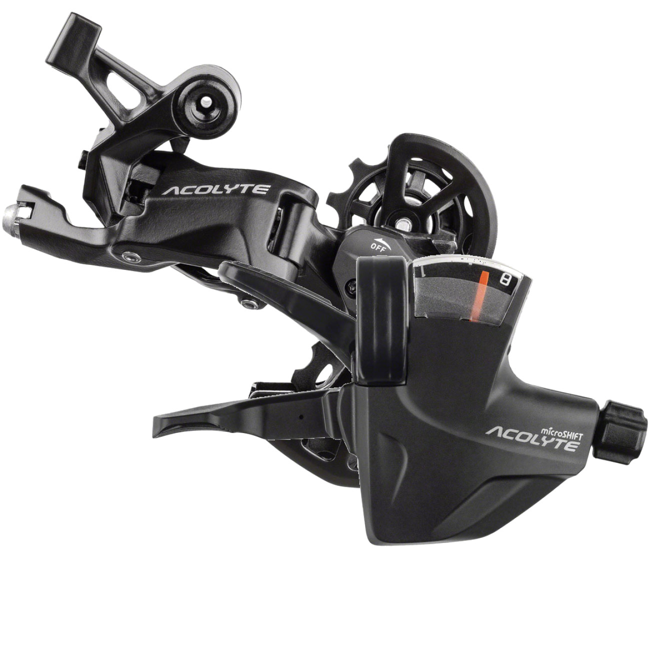 microSHIFT Acolyte 8-Speed Shifter & Super Short Rear Derailleur Bundle