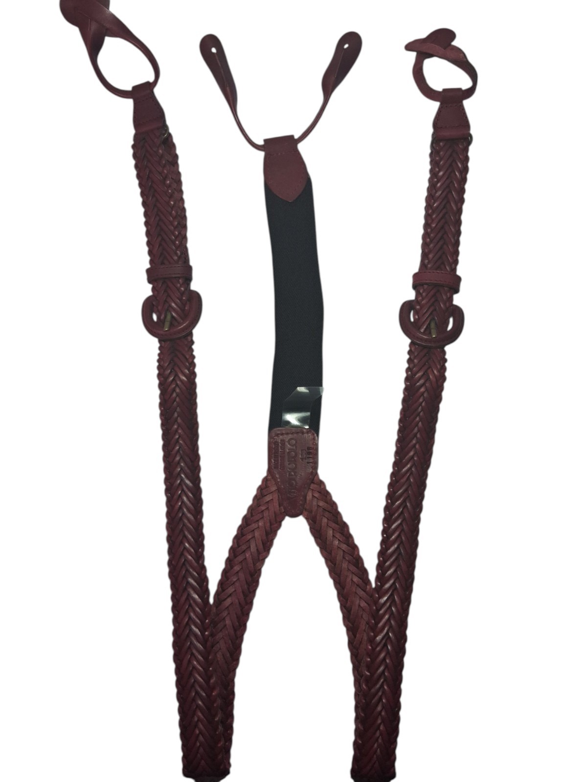 Vintage Vito Rufolo Burgundy Brown Woven Leather Suspenders Vintage Vito Rufolo Burgundy Brown Woven Leather Suspenders