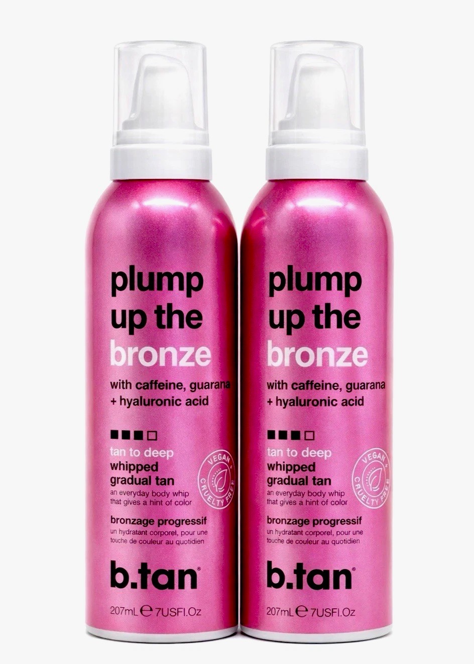 b.tan Plump Up The Bronze Deep Glow Whipped Gradual Tanner, 2-Pack (7.05 oz)
