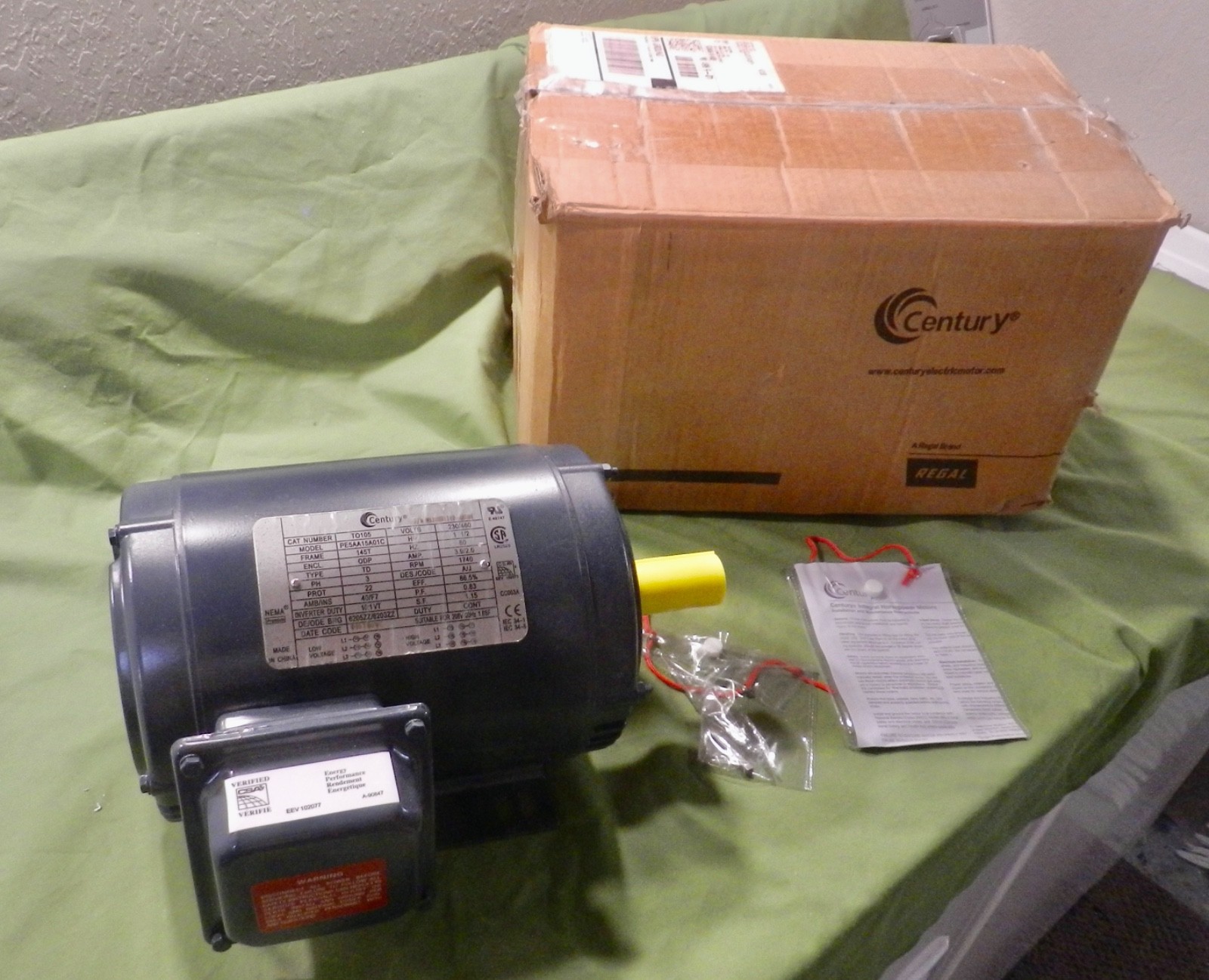 Century  PE5AA15A01C 1-1/2 HP 1740RPM 230/460 NEW IN BOX Type TD 
