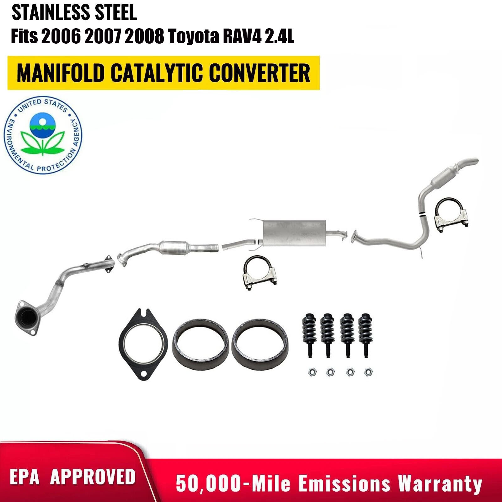 Complete Exhaust System Fits 2006 2007 2008 Toyota RAV4 2.4L Fast Dispatch New