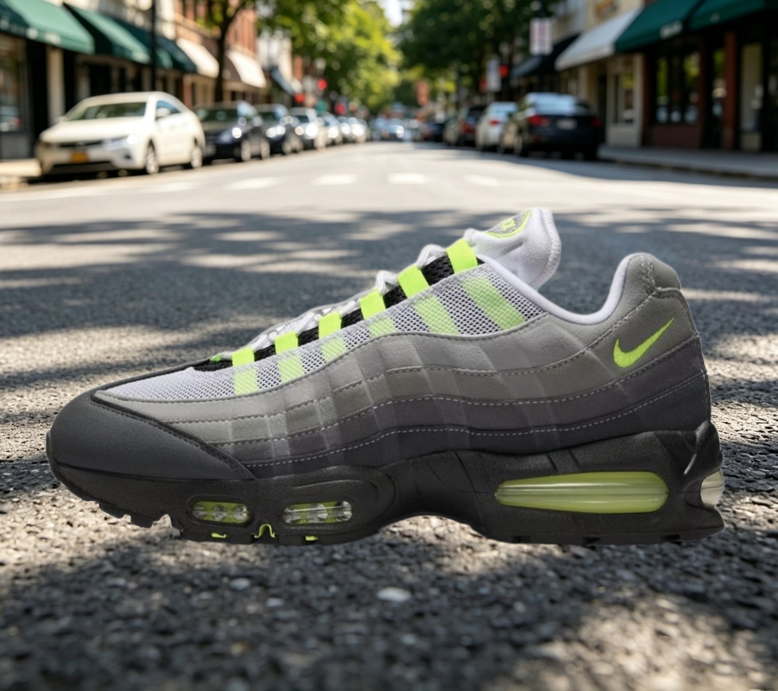 🔊 Nike Air Max 95 OG Big Bubble Neon 2025 Grey Suede Visible Air Men\'s Sneakers