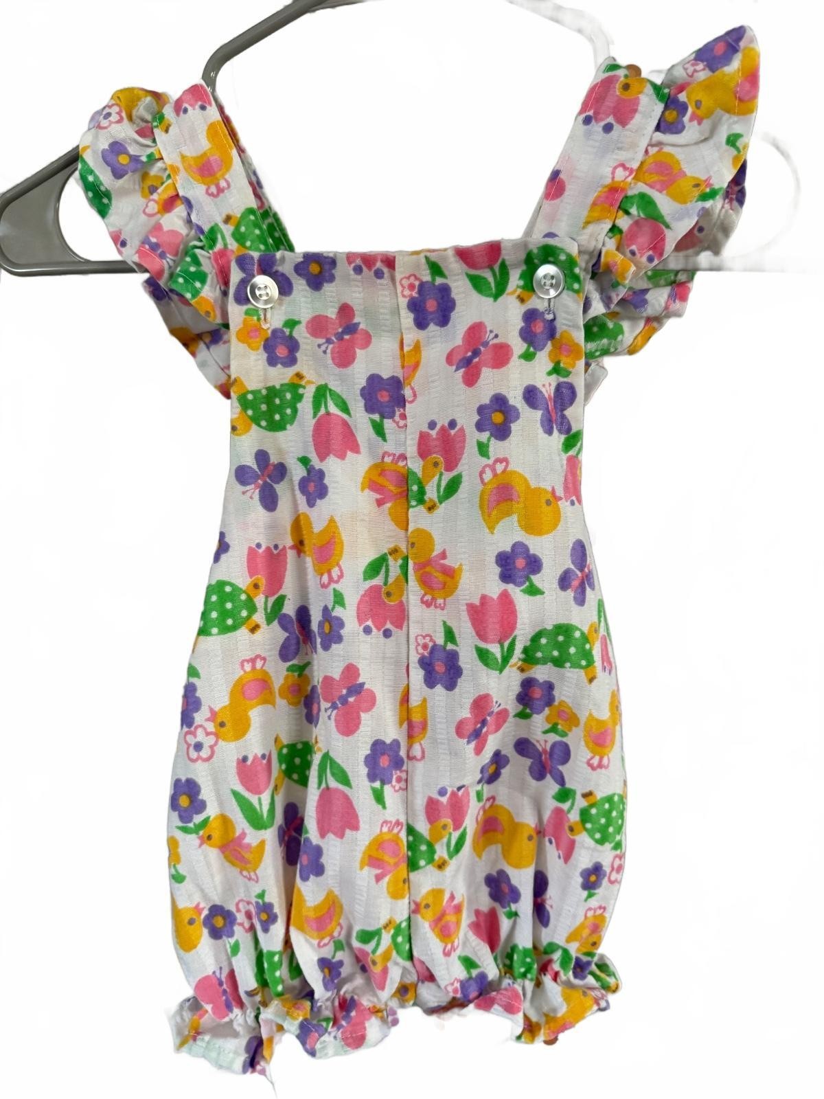 Vintage Healthtex Romper Duck Floral Chicks