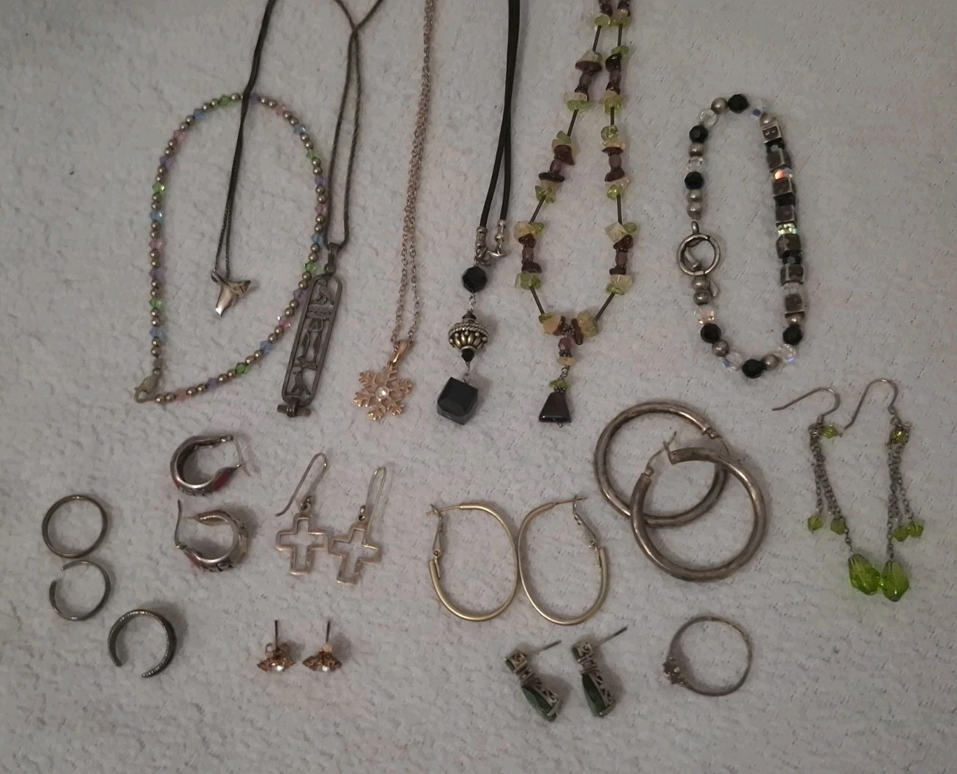 Vintage 925 Sterling Silver Jewelry Lot Necklaces Bracelets Earrings Rings 