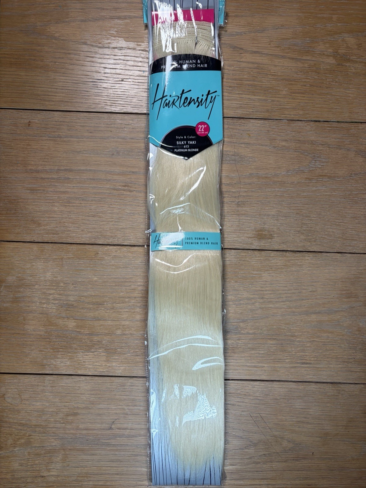HairTensity Silky Yaki 22” Hair Extensions Platinum Blonde 613 Human Blend NEW