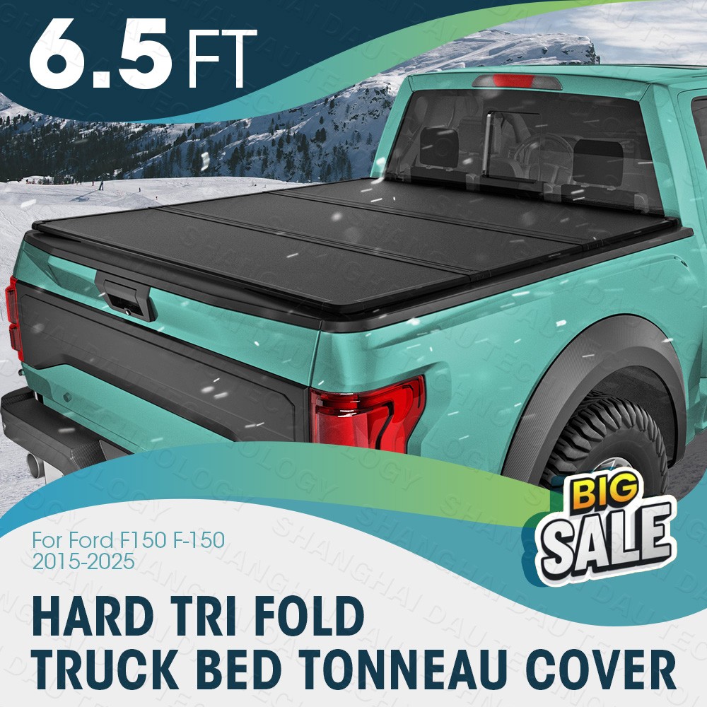 6.5FT FRP Hard Tri-Fold Tonneau Cover Truck Bed for 2015-2026 Ford F150 Pick up