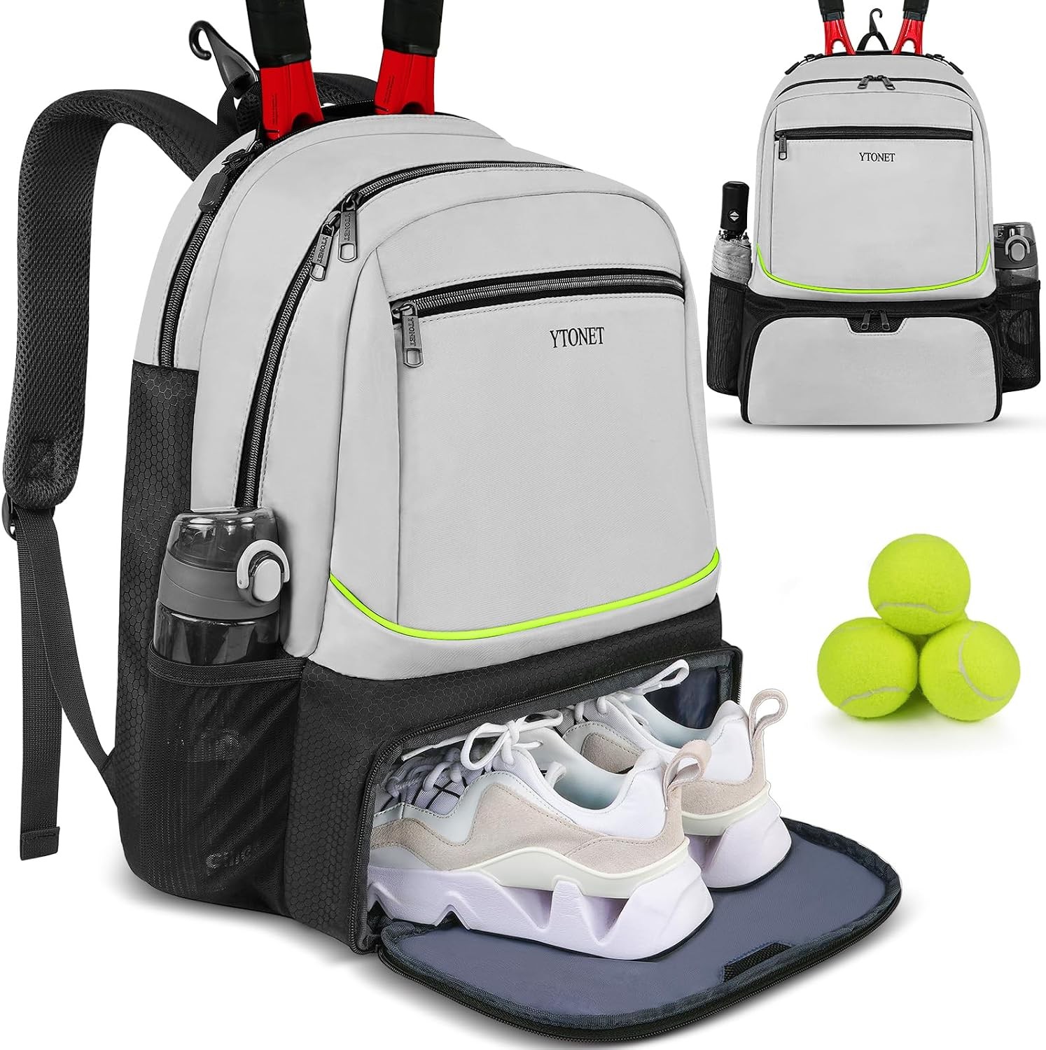 Tennis Bag Tennis Backpack 2 Racket Insulated Pocket Ventilated Shoe Compartment Tennis Bag Tennis Backpack 2 Racket Insulated Pocket Ventilated Shoe Compartment