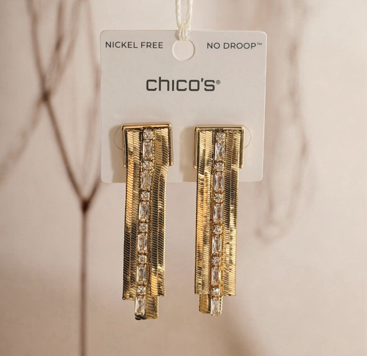 NWT Chico’s Beautiful Snake Chain Linear Earrings | Nickel-FREE Metal | $49.50 NWT Chico’s Beautiful Snake Chain Linear Earrings | Nickel-FREE Metal | $49.50
