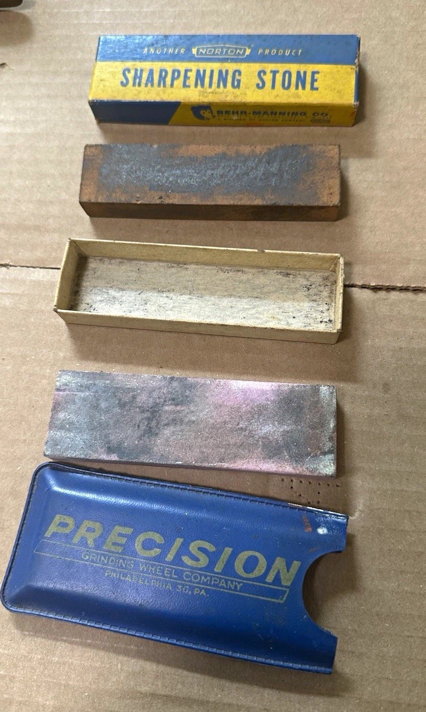 2 Sharpening Stones Norton MB-24 India Medium 4x1x1/2 & Precision 2 Sharpening Stones Norton MB-24 India Medium 4x1x1/2 & Precision