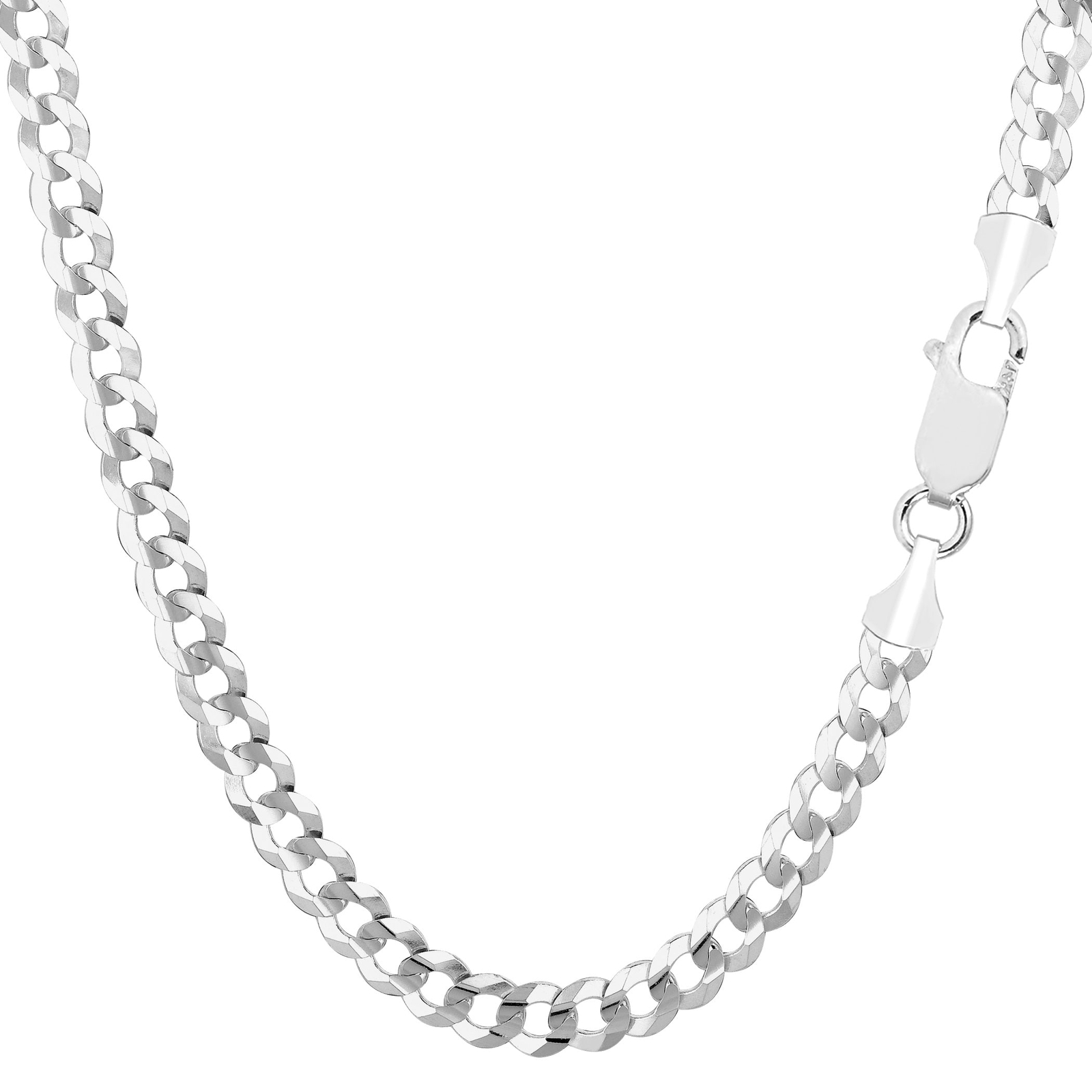 14k White Real Gold Comfort Curb Chain Necklace, 4.7mm, 24\ 14k White Real Gold Comfort Curb Chain Necklace, 4.7mm, 24\