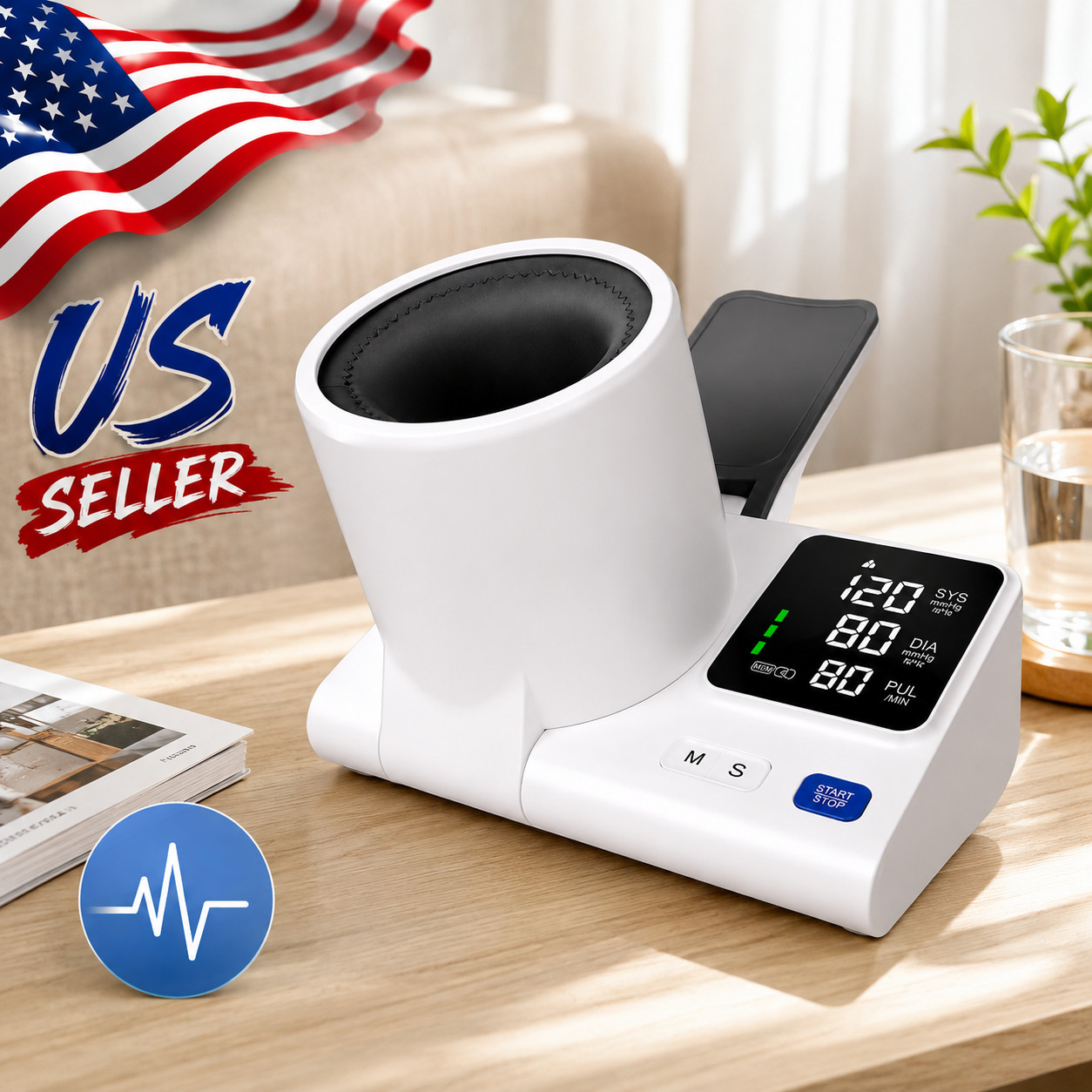 Upper Arm Blood Pressure Monitor Home Use Digital BP Machine with Large Cuff