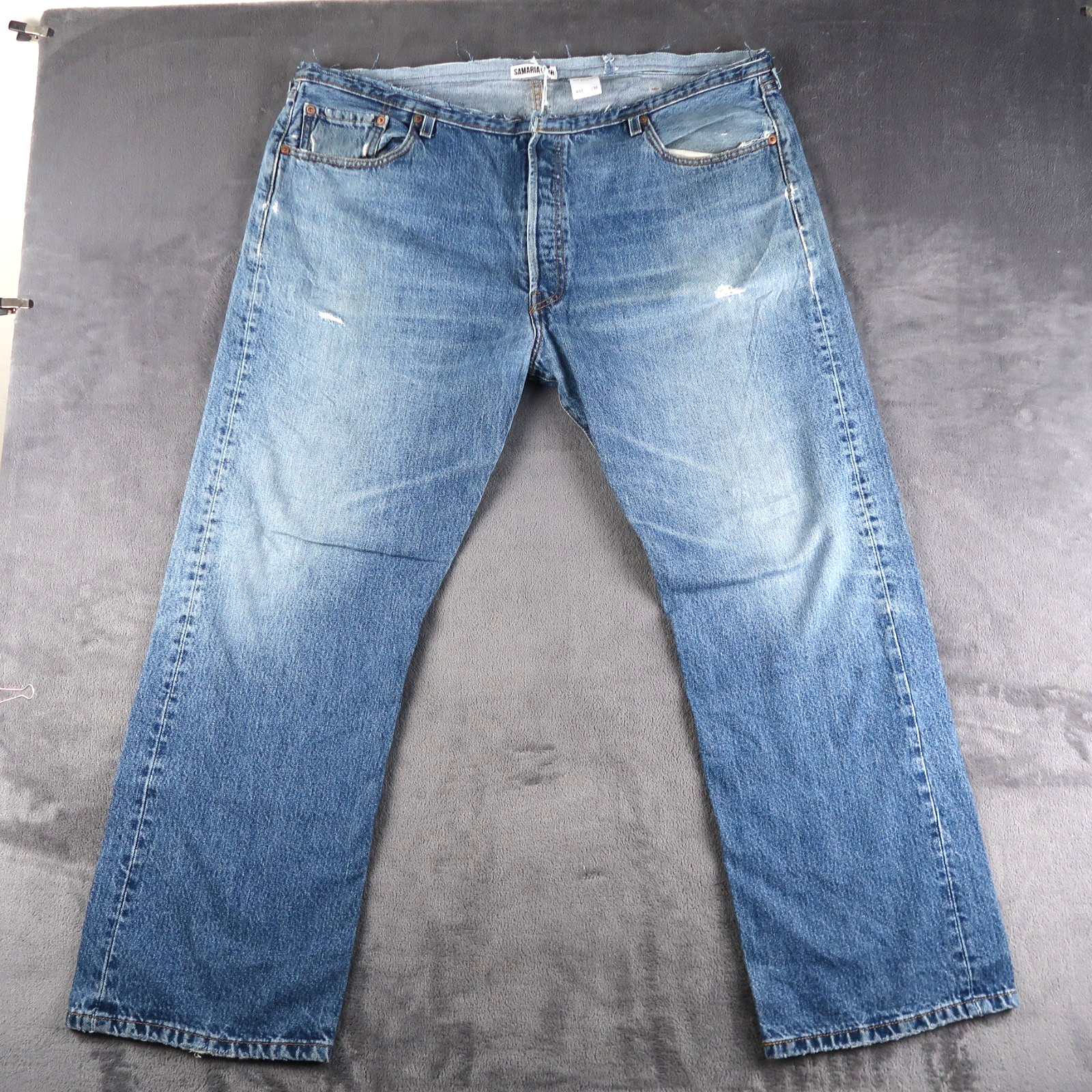 Samaria Leah Upcycled VTG Levi\'s 501 Jeans Women\'s 42x29 Blue Distressed LOLO