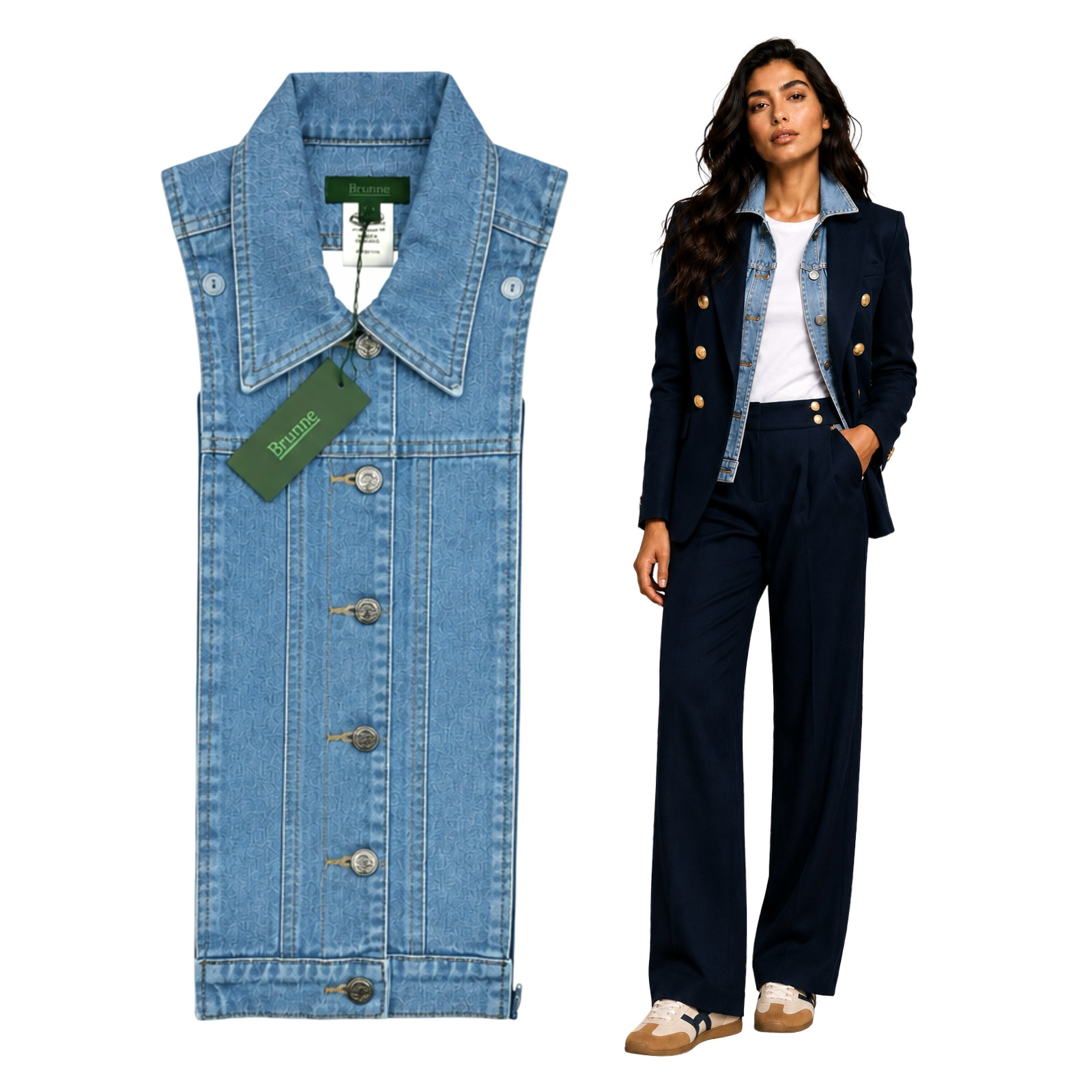 NWT BRUNNE  Denim Dickey Insert Compatible with VERONICA BEARD Blazer Sz 00-14
