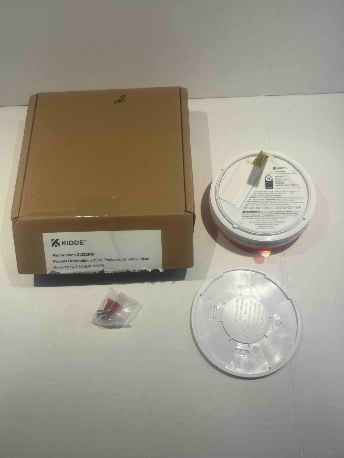 Kidde 20SDR Photoelectric Smoke Alarm Battery Powered 2 AA Batteries White