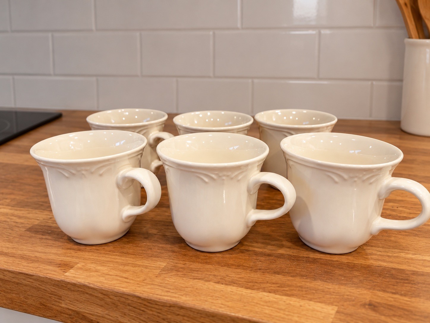Vintage Pfaltzgraff Filigree Coffee Mug Tea Cup Stoneware White Set of 6 Vintage Pfaltzgraff Filigree Coffee Mug Tea Cup Stoneware White Set of 6