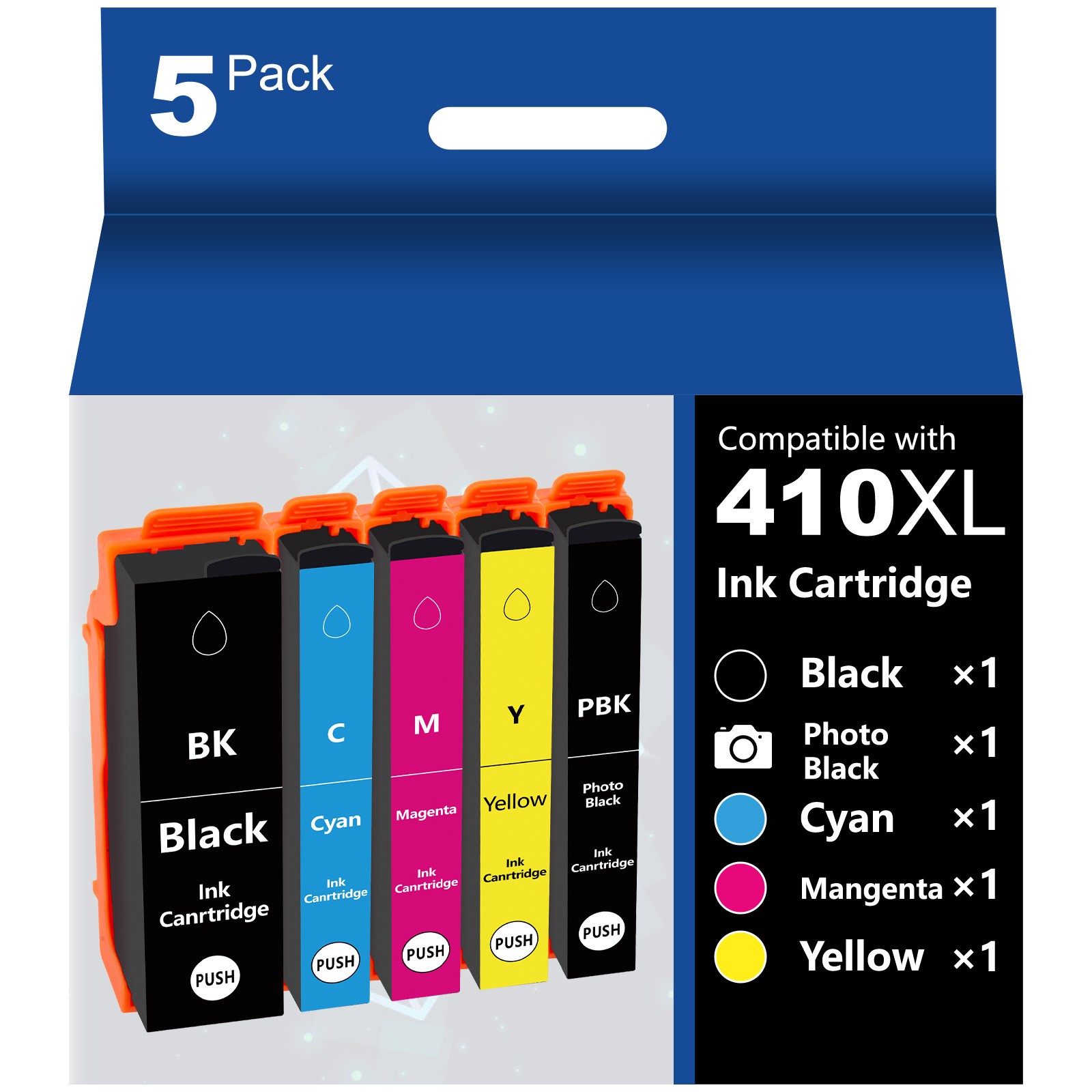5PK 410XL T410XL Ink Cartridges Compatible For Epson 630/530/540/640/900/830
