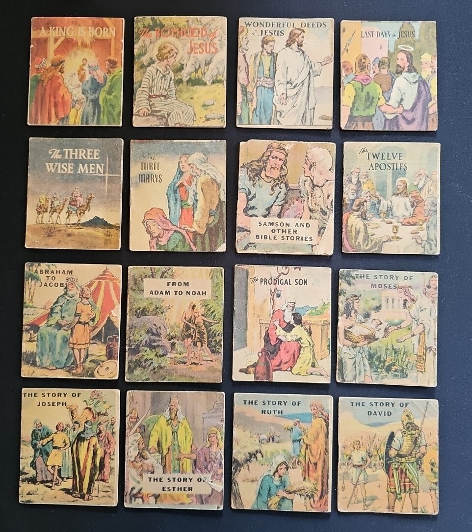 Vintage 1941 Samuel Lowe Company Lot of 16 Miniature Classic Bible Story Books