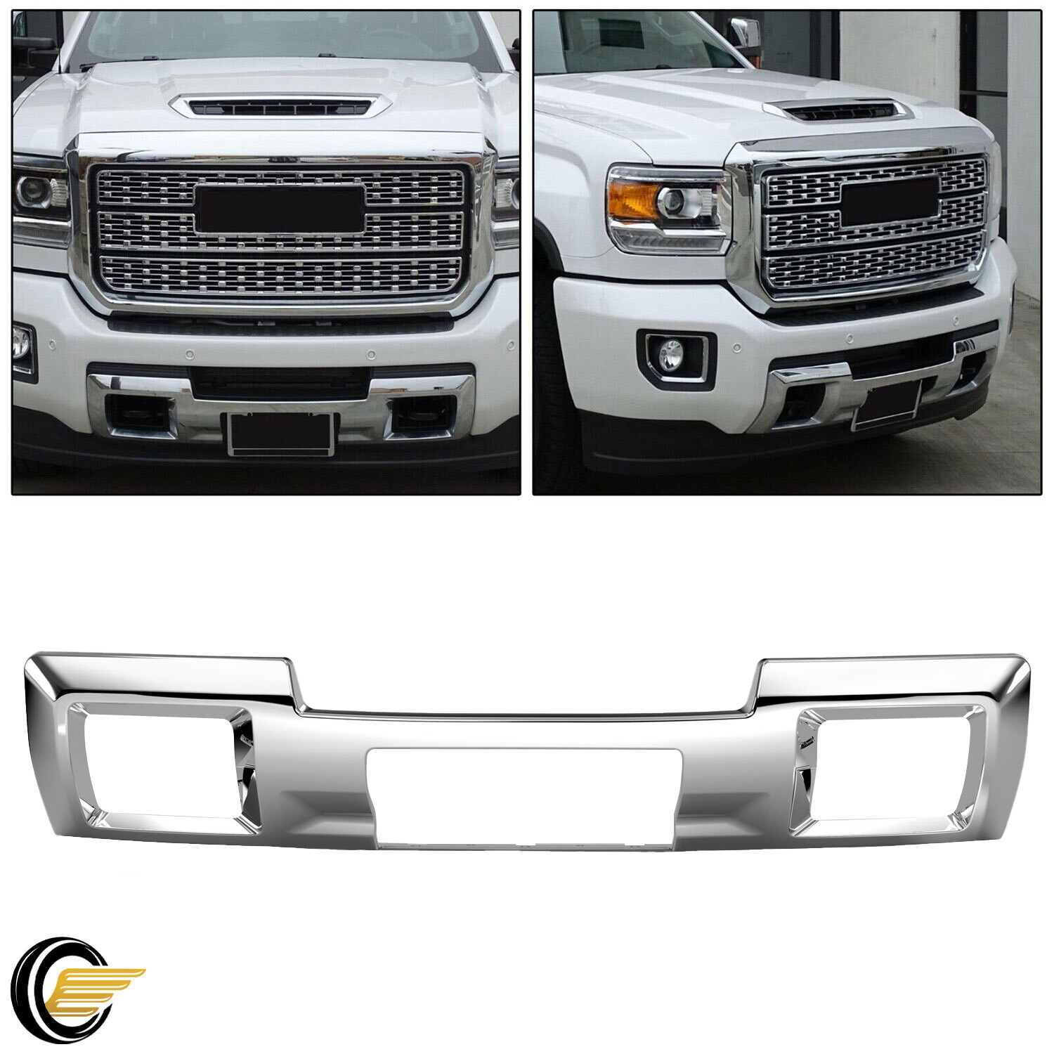 For 15-19 GMC 2500/3500HD Chrome Front Bumper Skid Plate Panel Face Bar 23178964