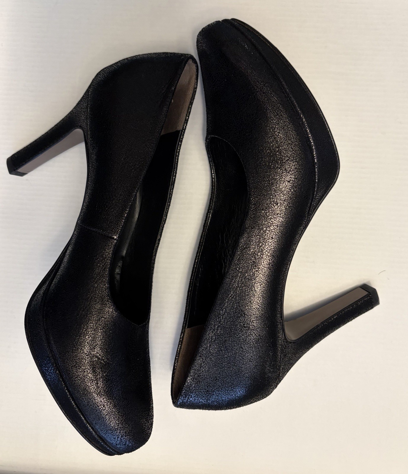 Paul Green Women\'s Black Leather Platform Heels 4 UK/ US 6.5