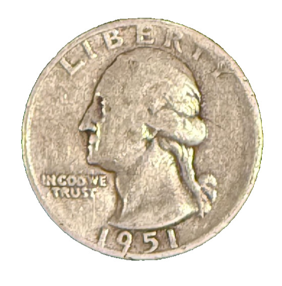 1951-S Washington Quarter 25C 90% Silver Circulated US Coin