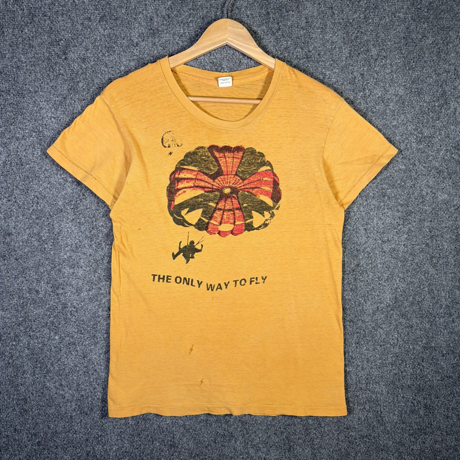 True Vintage Shirt Medium Yellow 60s 70s Paratrooper Military Army Vietnam RARE