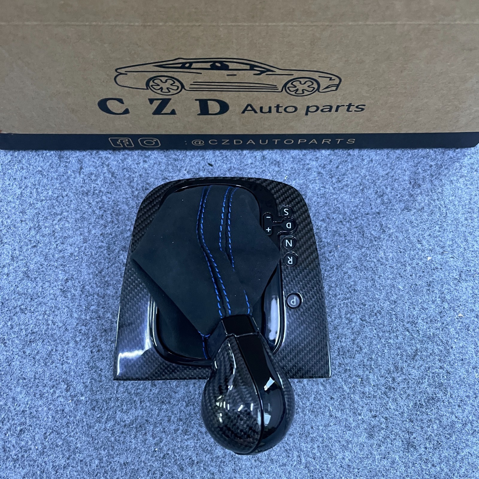 CZD Real Carbon Fiber Gear Knob And Alcantara Shift Boot Fit Volkswagen MK5 GTI